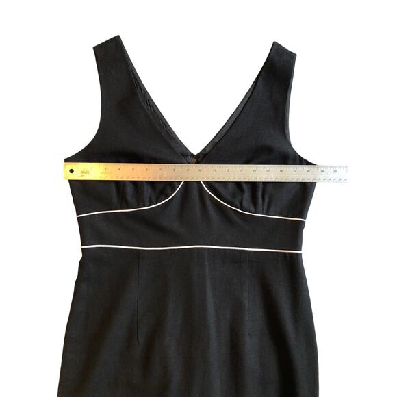 Lennie LNY New York Size 12 Black White Trim Sleeveless Linen Blend Fitted Dress - Picture 2 of 9